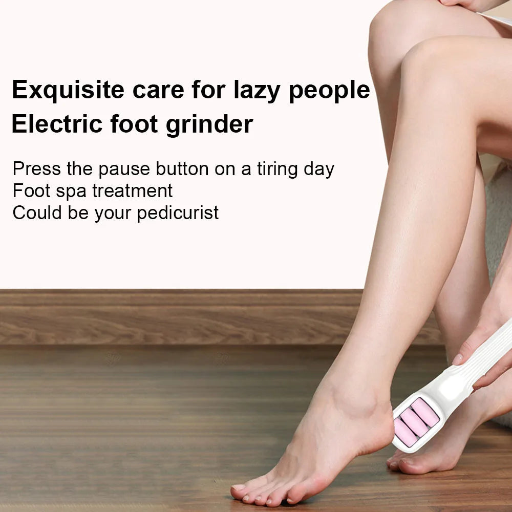 Professional Electric Foot Dead Skin Remover with long handle, designed for effective exfoliation and callus removal.