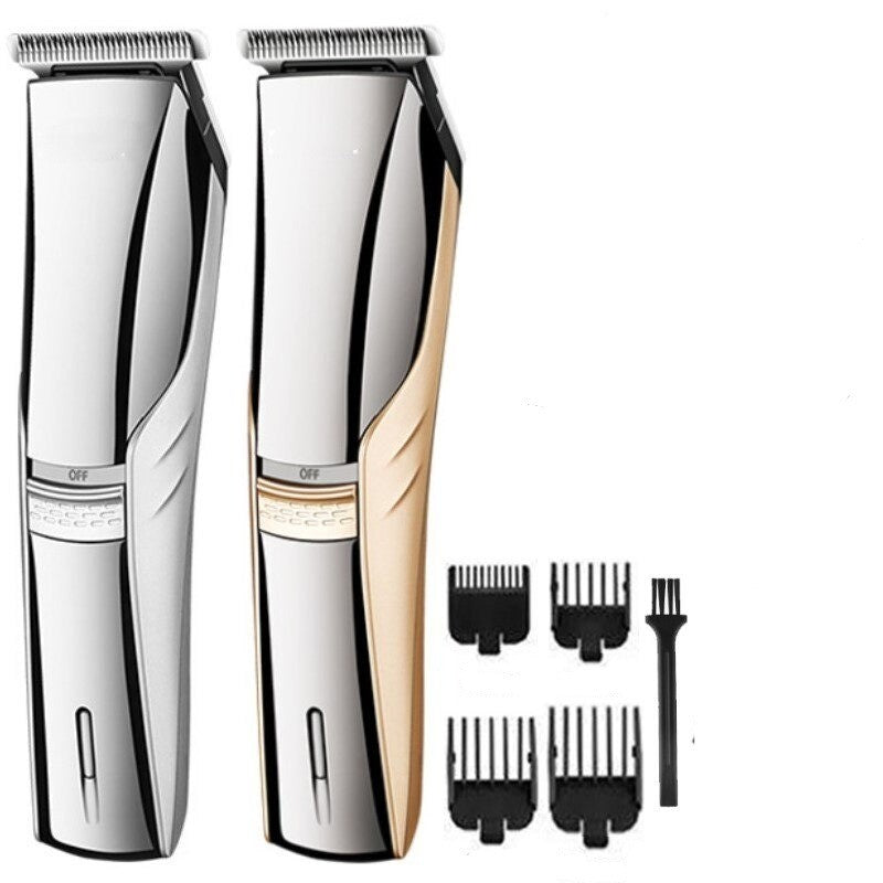 Professional Electric Hair Clipper in silver color with limit combs and hair brush, designed for precise hair cutting.