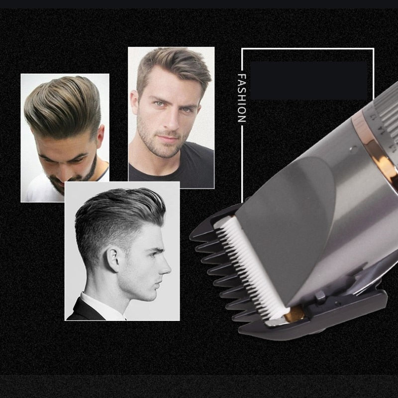 Professional Hair Clipper for Men with adjustable settings and waterproof design, ideal for beard trimming and hair cutting.