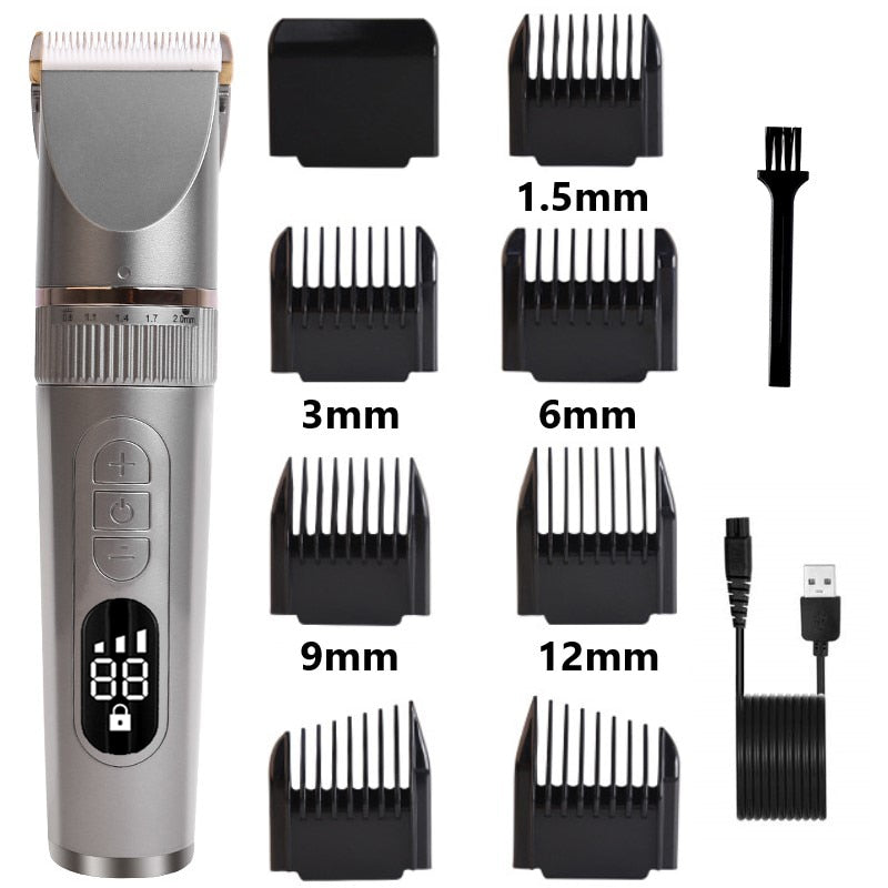 Professional Hair Clipper for Men with adjustable settings and waterproof design, ideal for beard trimming and hair cutting.