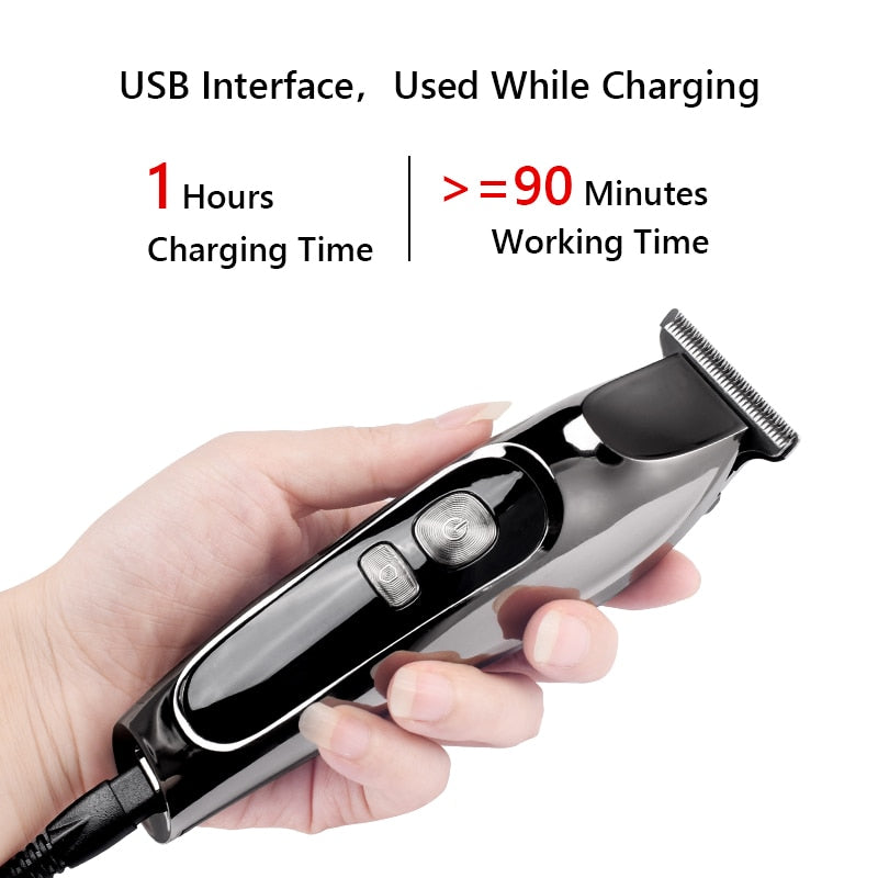 Professional Hair Clipper for men with LED display, titanium and ceramic blades, and adjustable length settings, ideal for hair and beard trimming.