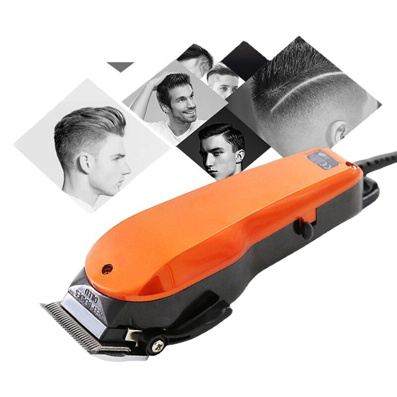 Professional Hair Clipper with stainless steel blade and retro design, featuring limit combs and tuning knob for precise hair cutting.