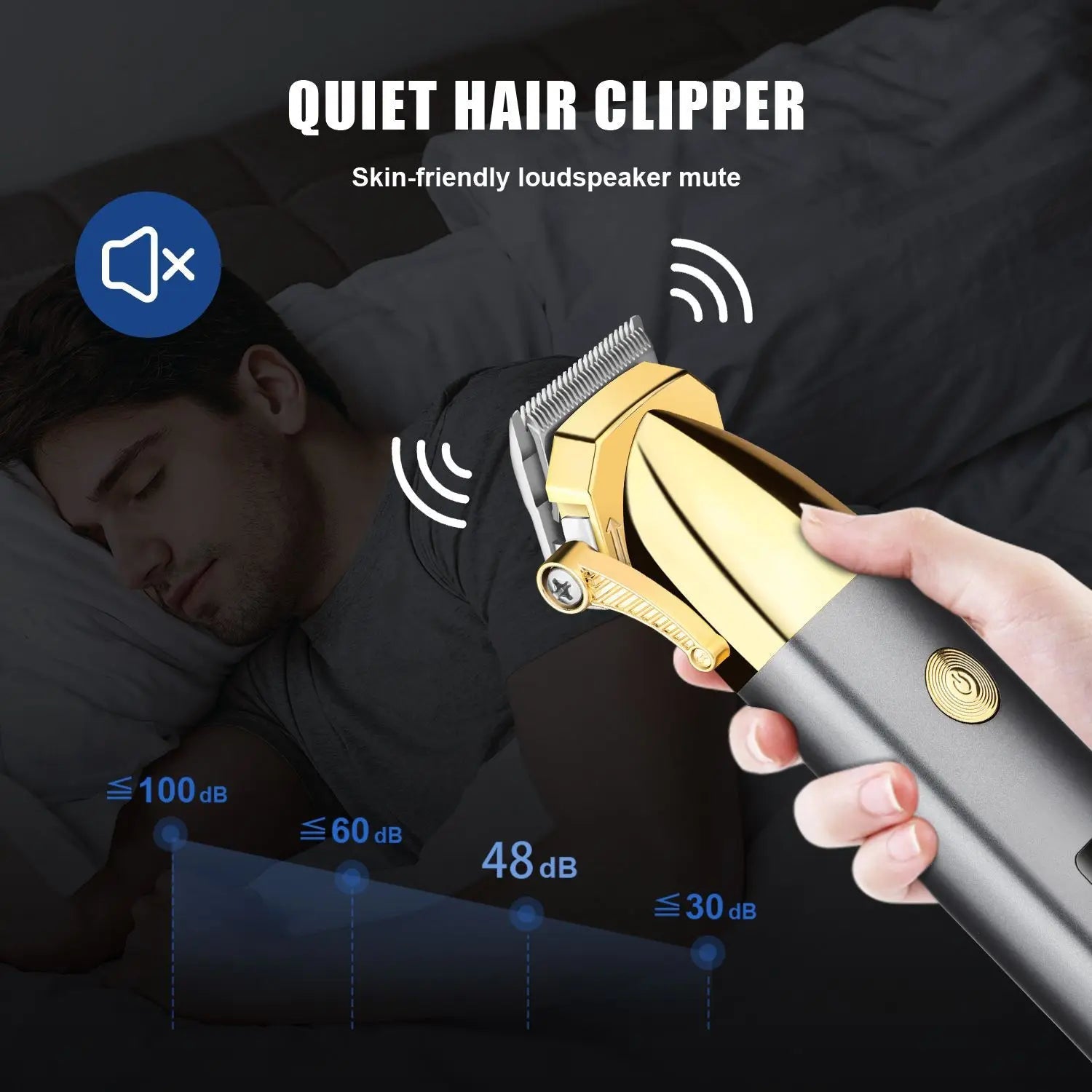 Professional Hair Clipper with sharp blades and LED display, designed for beard and hair trimming, featuring a wireless rechargeable design.