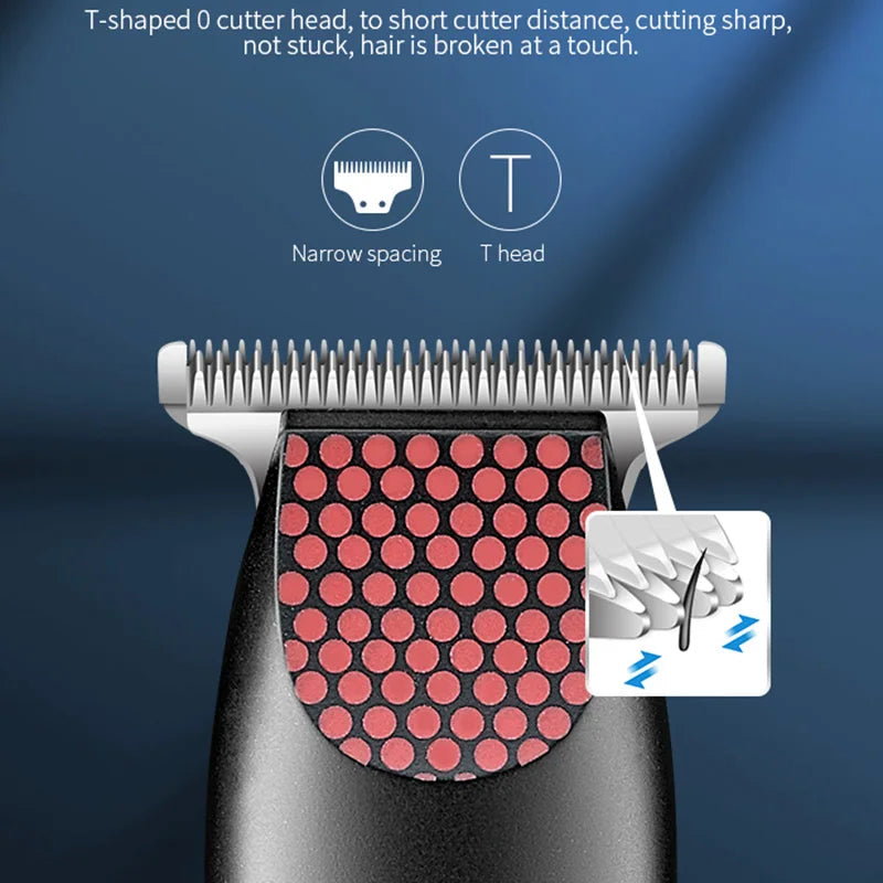 Professional Pocket Cordless Hair Clipper with stainless steel blade and ergonomic design, ideal for beard trimming and outlining.