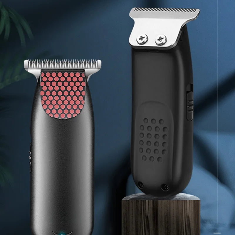 Professional Pocket Cordless Hair Clipper with stainless steel blade and ergonomic design, ideal for beard trimming and outlining.