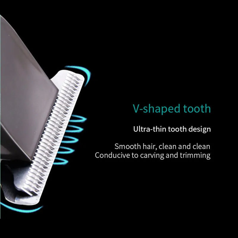 Professional Waterproof Hair Trimmer with stainless steel blades and limit combs, designed for men's grooming.