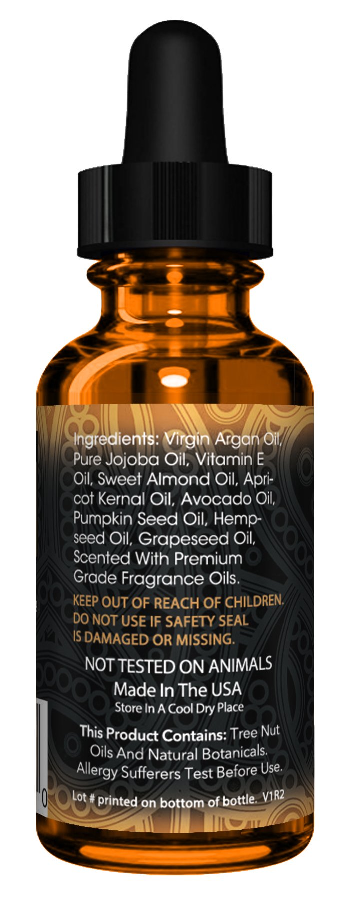 A bottle of Rebel Beard Oil with a cedar and spice scent, showcasing its premium quality and nourishing ingredients for a well-groomed beard.