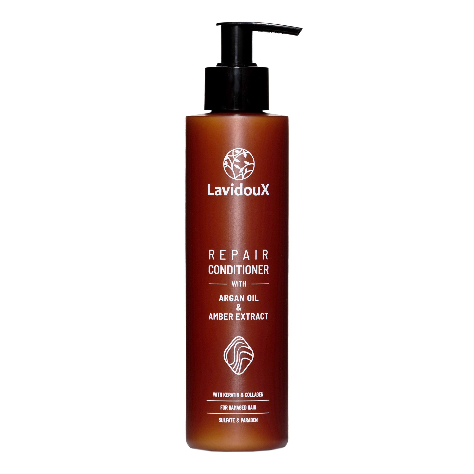 Hair Repair Conditioner bottle with Amber Extract and Argan Oil, designed for damaged hair restoration.