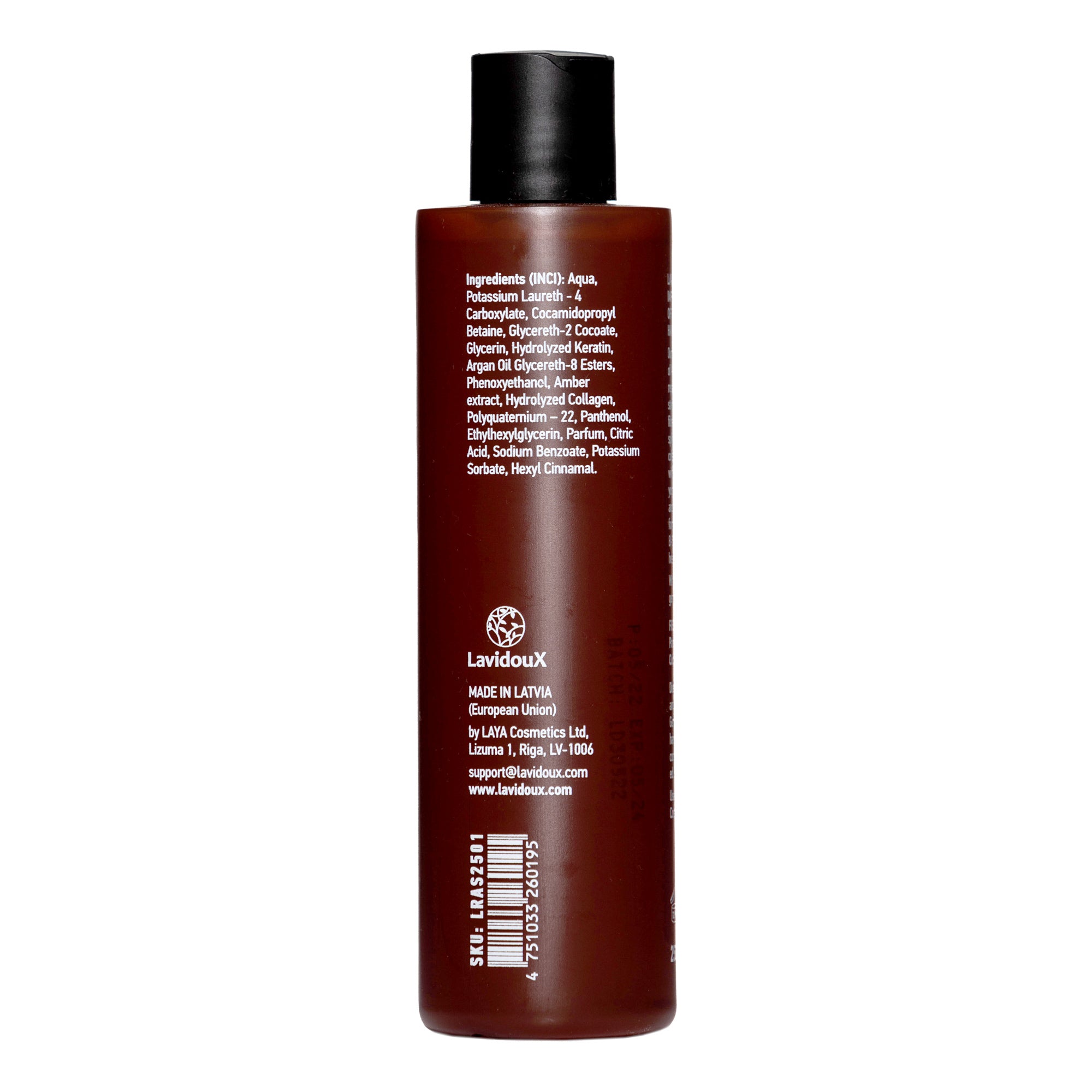 Bottle of Hair Repair Shampoo with Amber Extract and Argan Oil, designed for damaged hair, 250 ml.