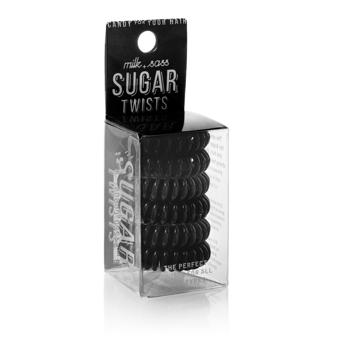 Sugar Twists® coil hair ties in various colors, showcasing their unique spiral design and eco-friendly materials.