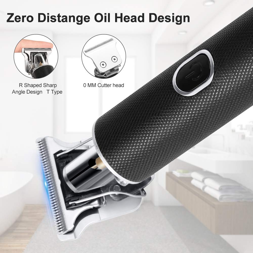 T Blade Trimmer featuring sharp T-blade, powerful motor, and USB charging port, designed for baldhead and beard grooming.