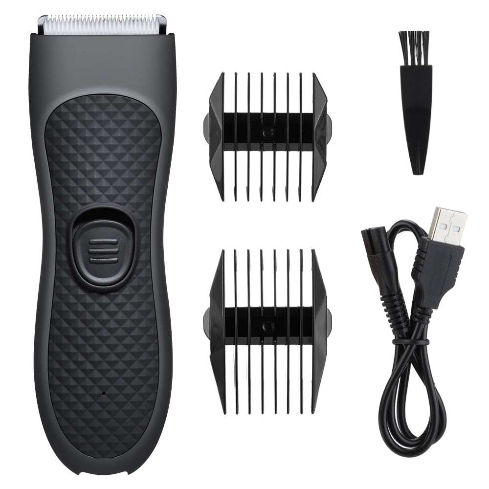 Electric hair cutting machine for men with ceramic blade and USB charging, suitable for family use.