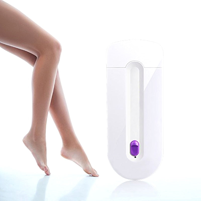 USB Rechargeable Women Epilator in white color, designed for painless hair removal on various body areas, including legs and face.