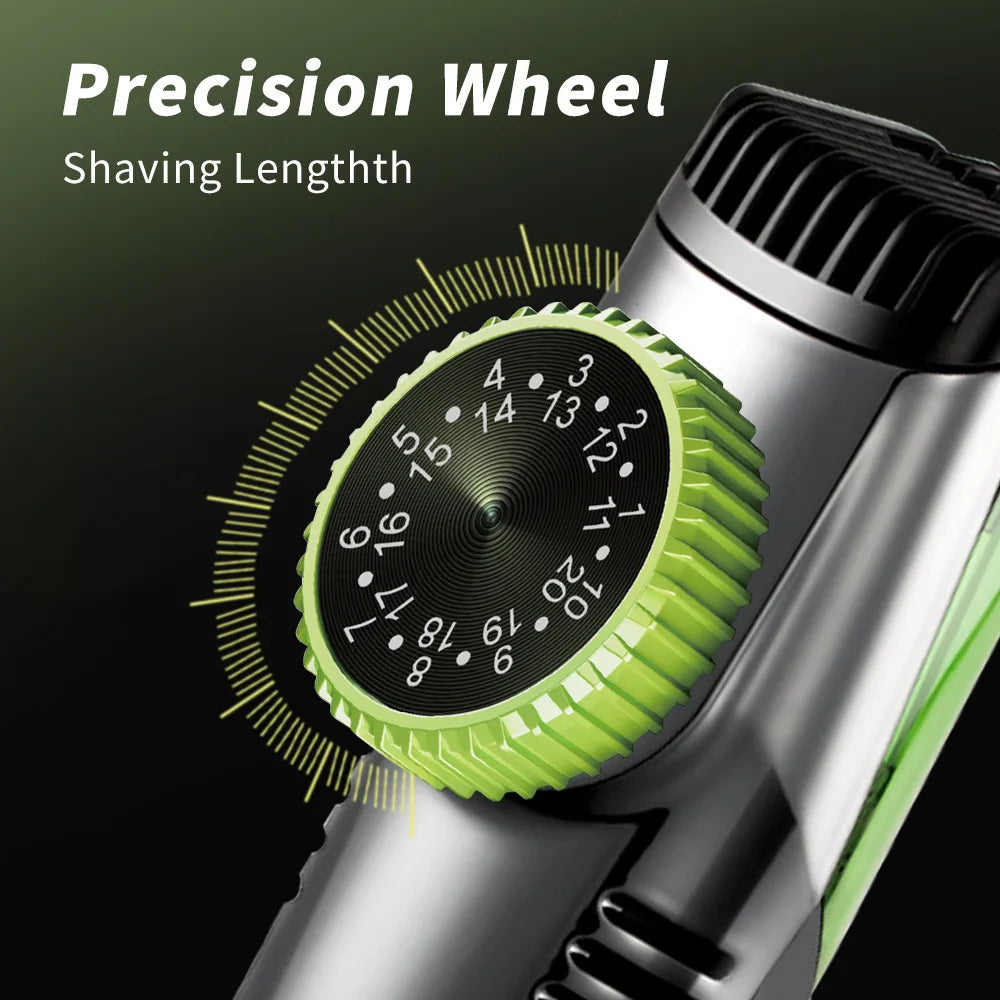 Vacuum Beard Trimmer for Men with stainless steel blades and adjustable length settings, designed for precise grooming and mess-free trimming.