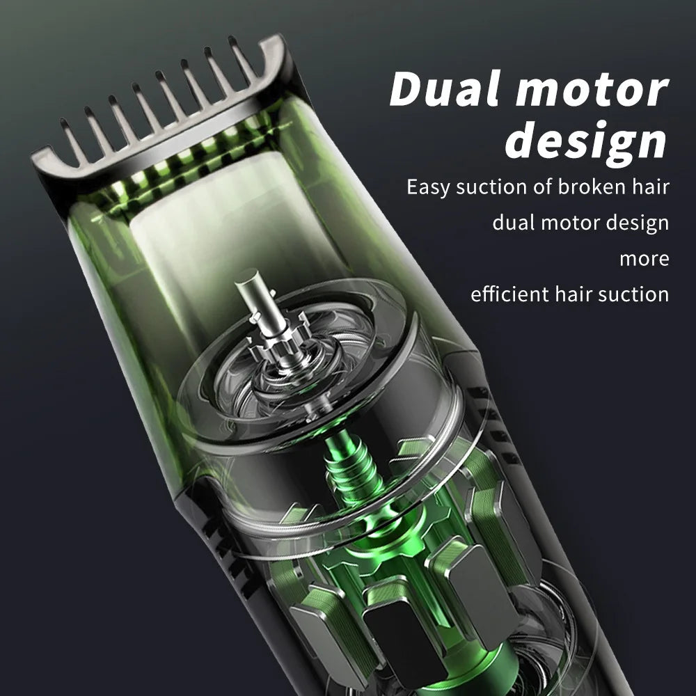 Vacuum Beard Trimmer for Men with stainless steel blades and adjustable length settings, designed for precise grooming and mess-free trimming.