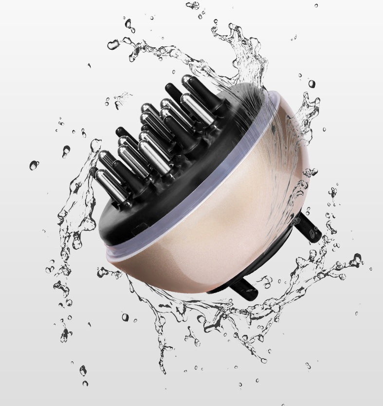 A compact and ergonomic handheld hair care massager designed for effective scalp application of hair growth serum.