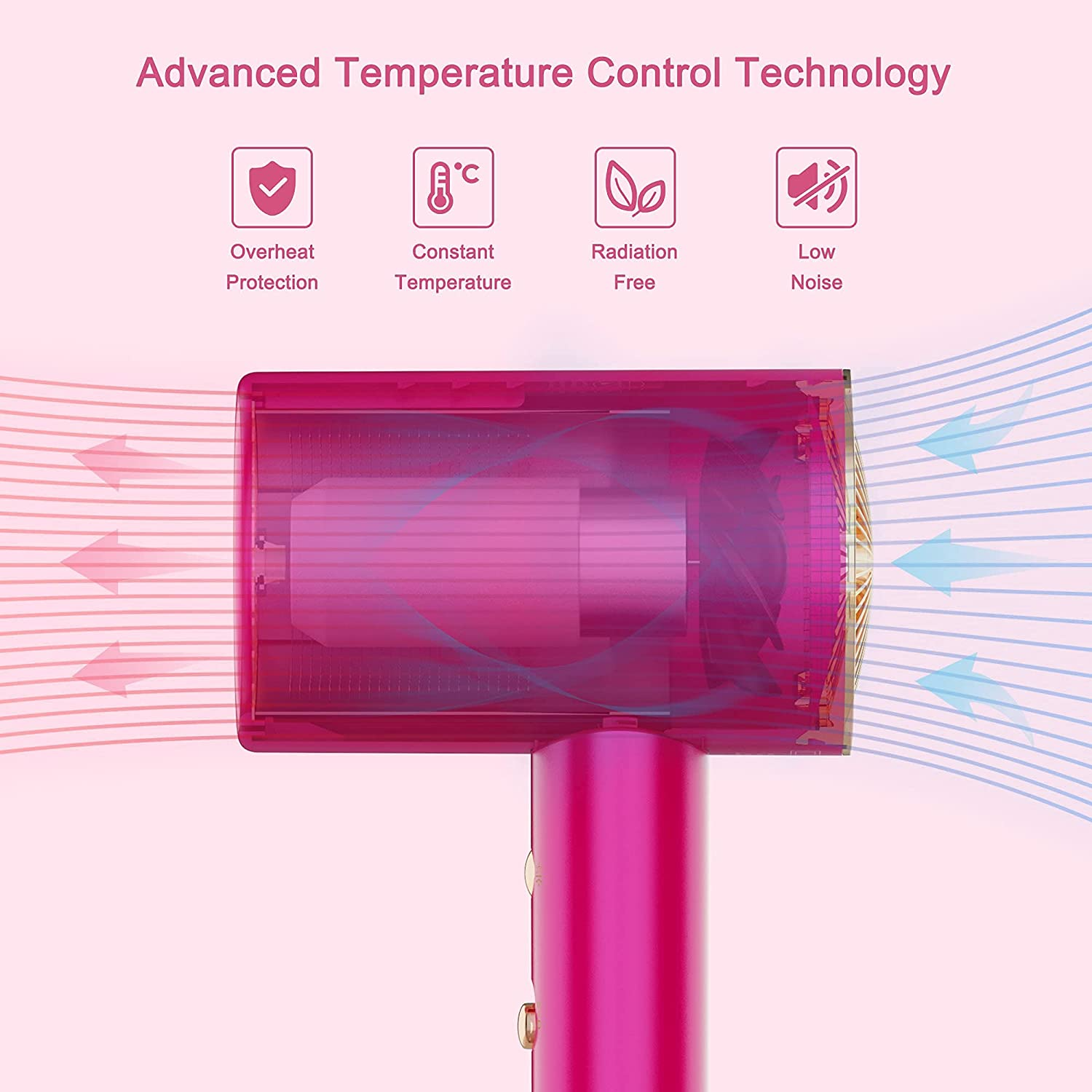 Water Ionic Hair Dryer with magnetic nozzle, showcasing its sleek design and features.