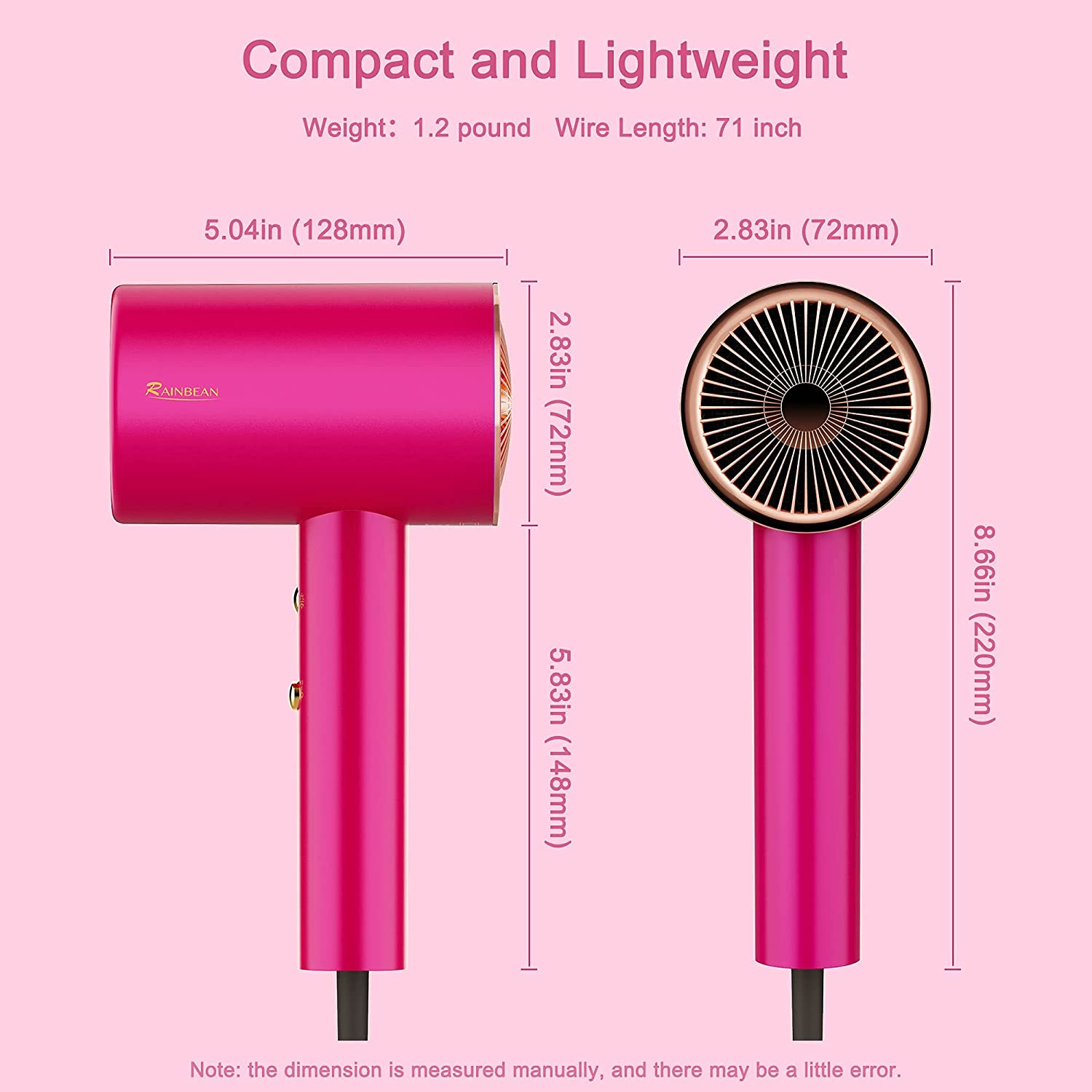 Water Ionic Hair Dryer with magnetic nozzle, showcasing its sleek design and features.