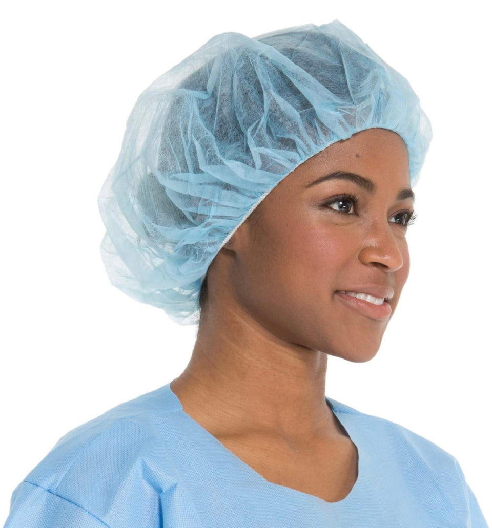 A pack of 100 disposable hairnets, designed for medical, food service, and tattoo use, featuring a lightweight and breathable design.