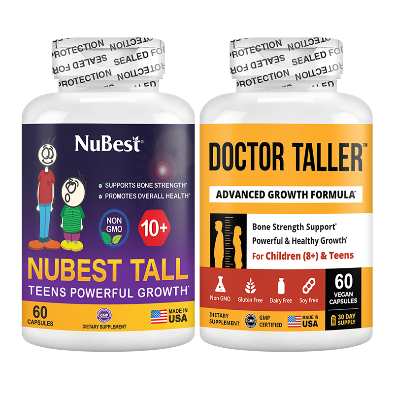 10+ & Taller Duo product packaging featuring two formulas for children's growth support.