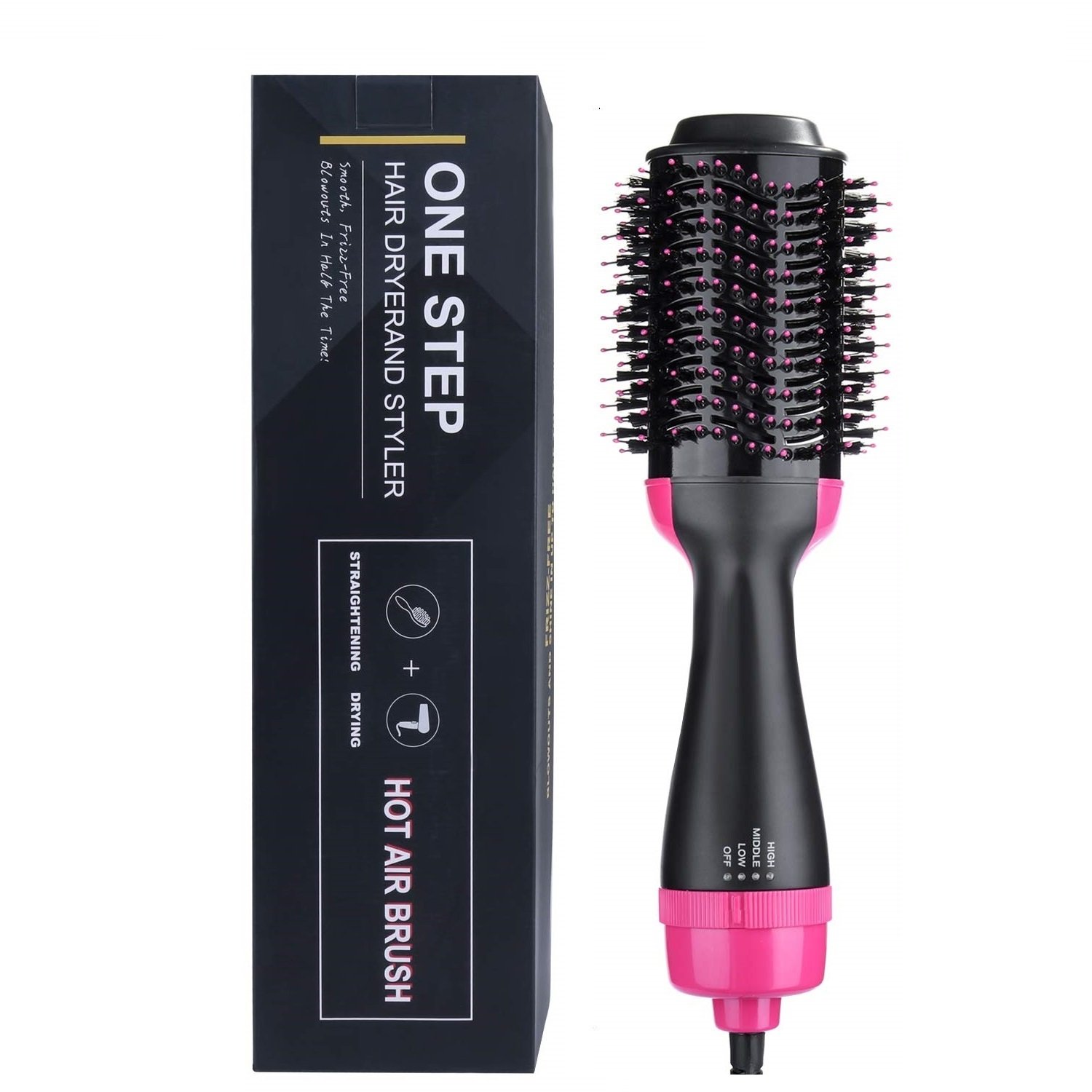 A sleek 3 in 1 multifunctional hair dryer and brush roller comb, designed for efficient hair styling and drying.