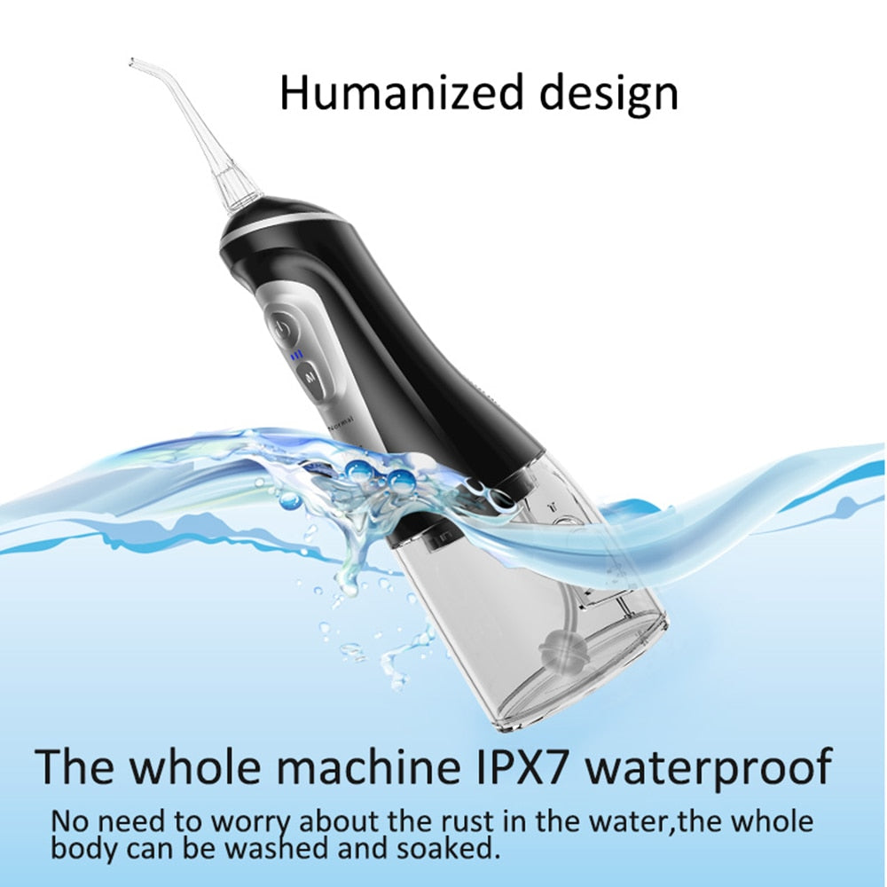 360° Rotation Nozzles Water Flosser with multiple nozzles and a sleek design, ideal for effective dental care.