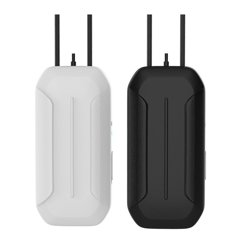 580mAh Battery Negative Ion Hanging Neck Car Air Purifier in black and white, designed for personal air purification.