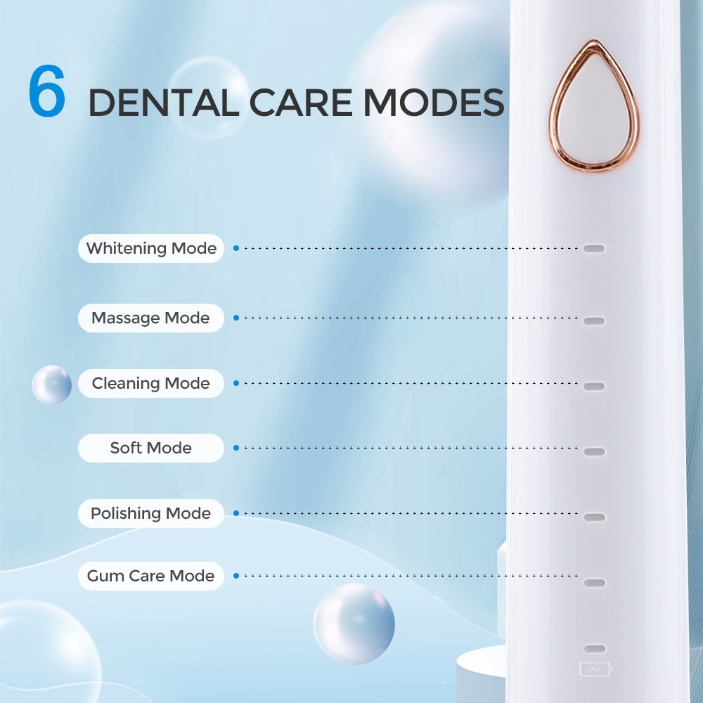 7 in 1 Electric Toothbrush with multiple accessories including toothbrush heads, cleansing brush, and massage stick, designed for dental and facial care.