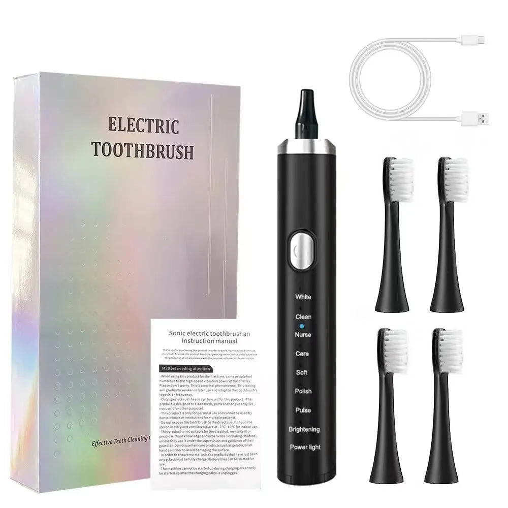 8 Speed Sonic Electric Toothbrush with 4 brush heads and USB charging, designed for effective oral care.