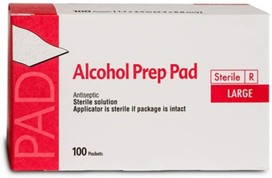 Box of large alcohol prep pads.