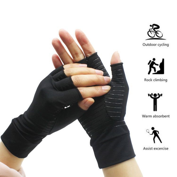 Black half-finger sports gloves.