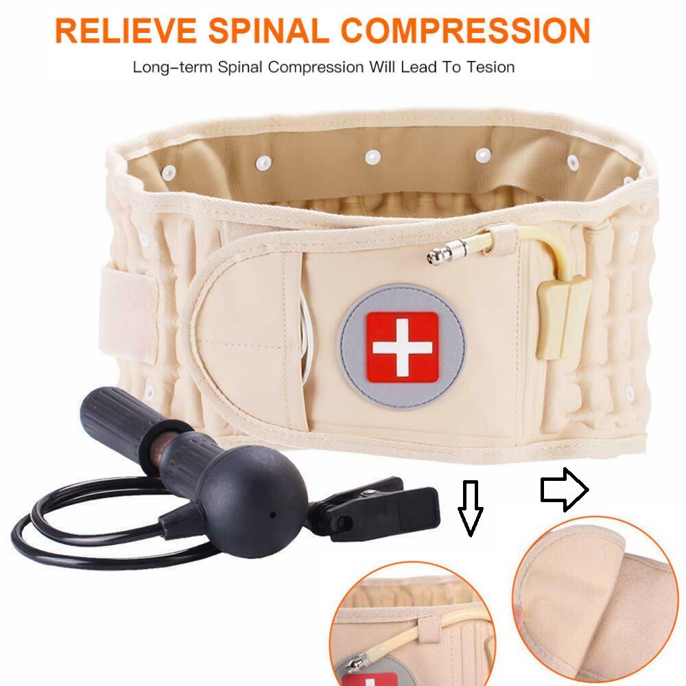 Back Decompression Waist Belt with hand pump and extension belt, designed for lumbar traction therapy.