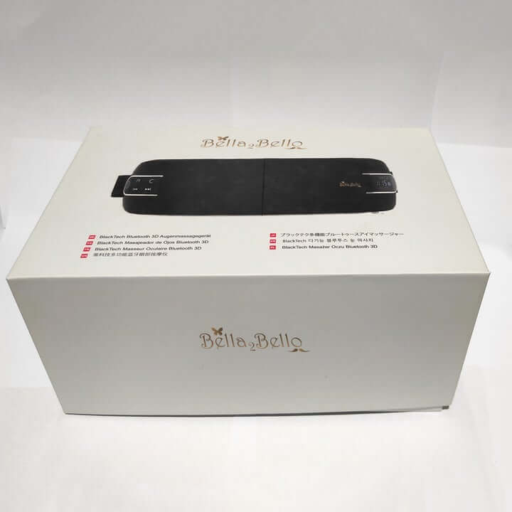 Bella Electric Bluetooth 3D Eye Massager in black, featuring ergonomic design and adjustable settings for eye relaxation.