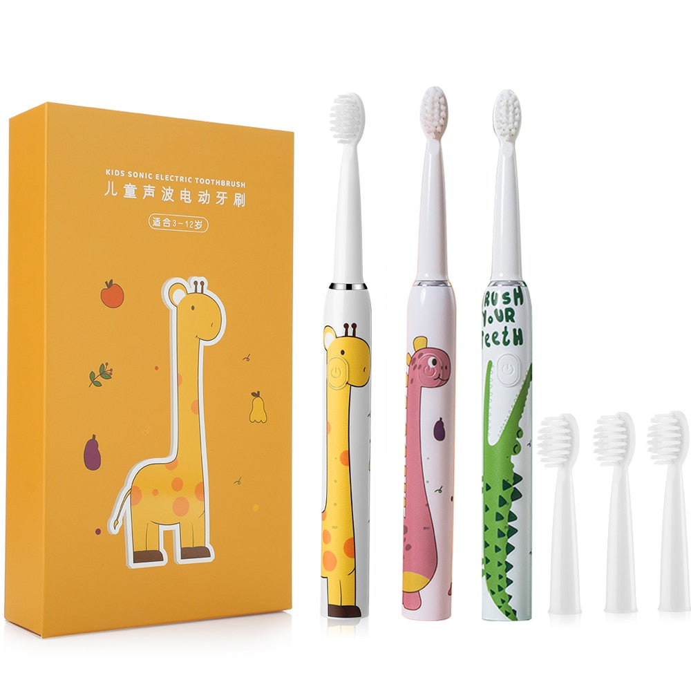 Child Toothbrush featuring cute cartoon designs, ideal for children's dental care with soft bristles and sonic cleaning technology.