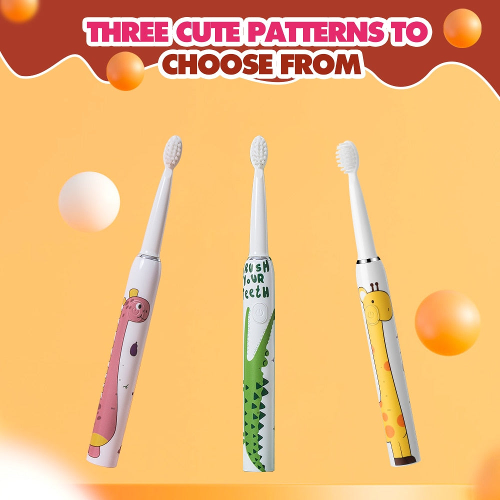 Child Toothbrush featuring cute cartoon designs, ideal for children's dental care with soft bristles and sonic cleaning technology.