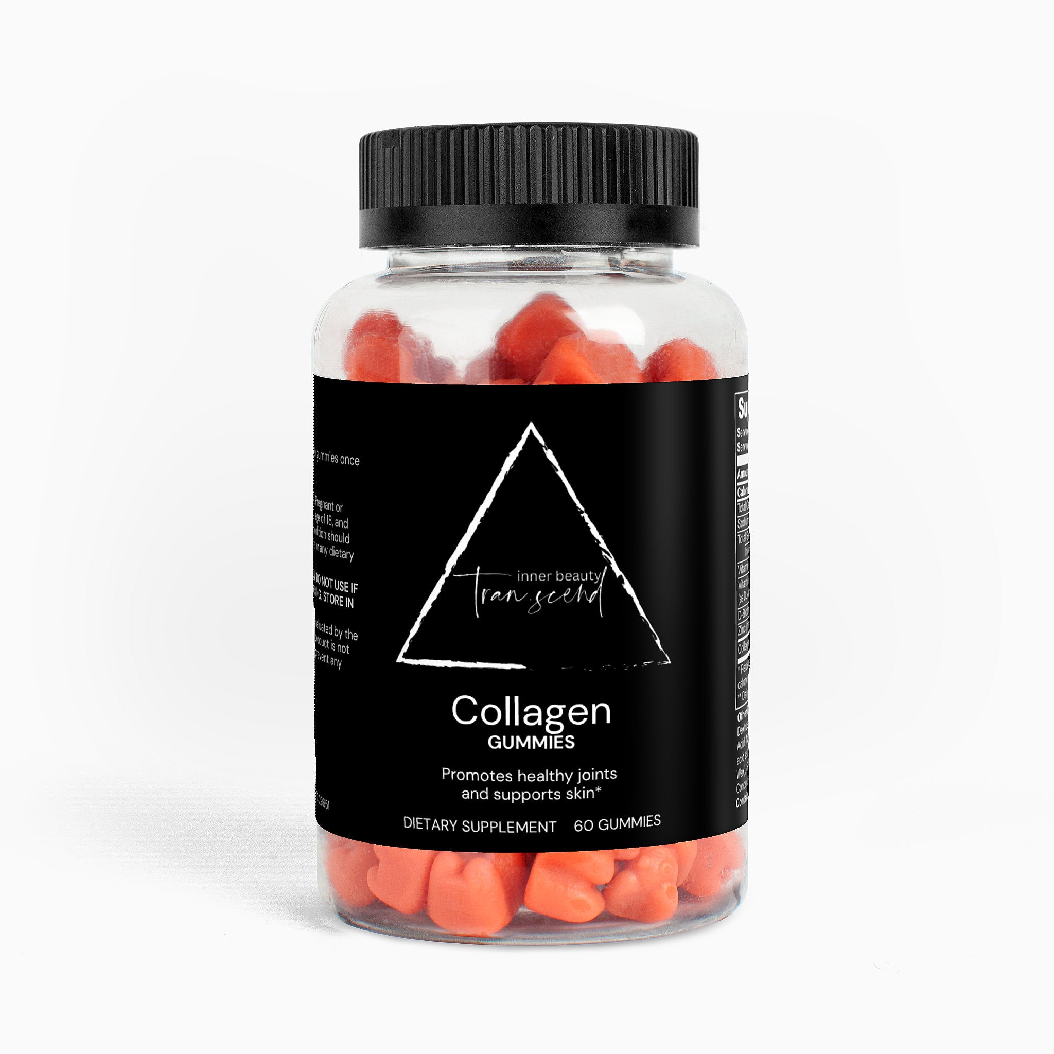 Bear-shaped orange flavored collagen gummies in a bottle, promoting healthy joints and skin.