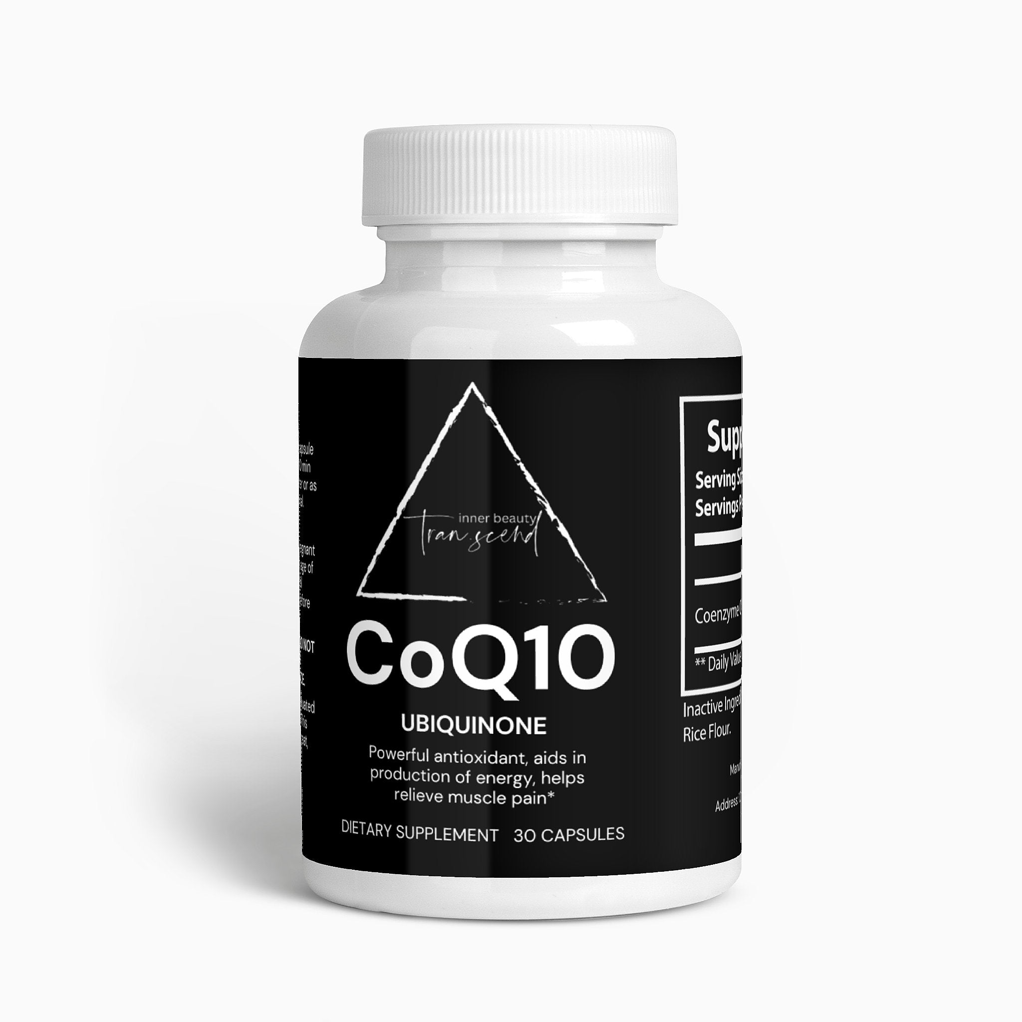 CoQ10 Ubiquinone capsules in a bottle, showcasing their antioxidant properties and health benefits.