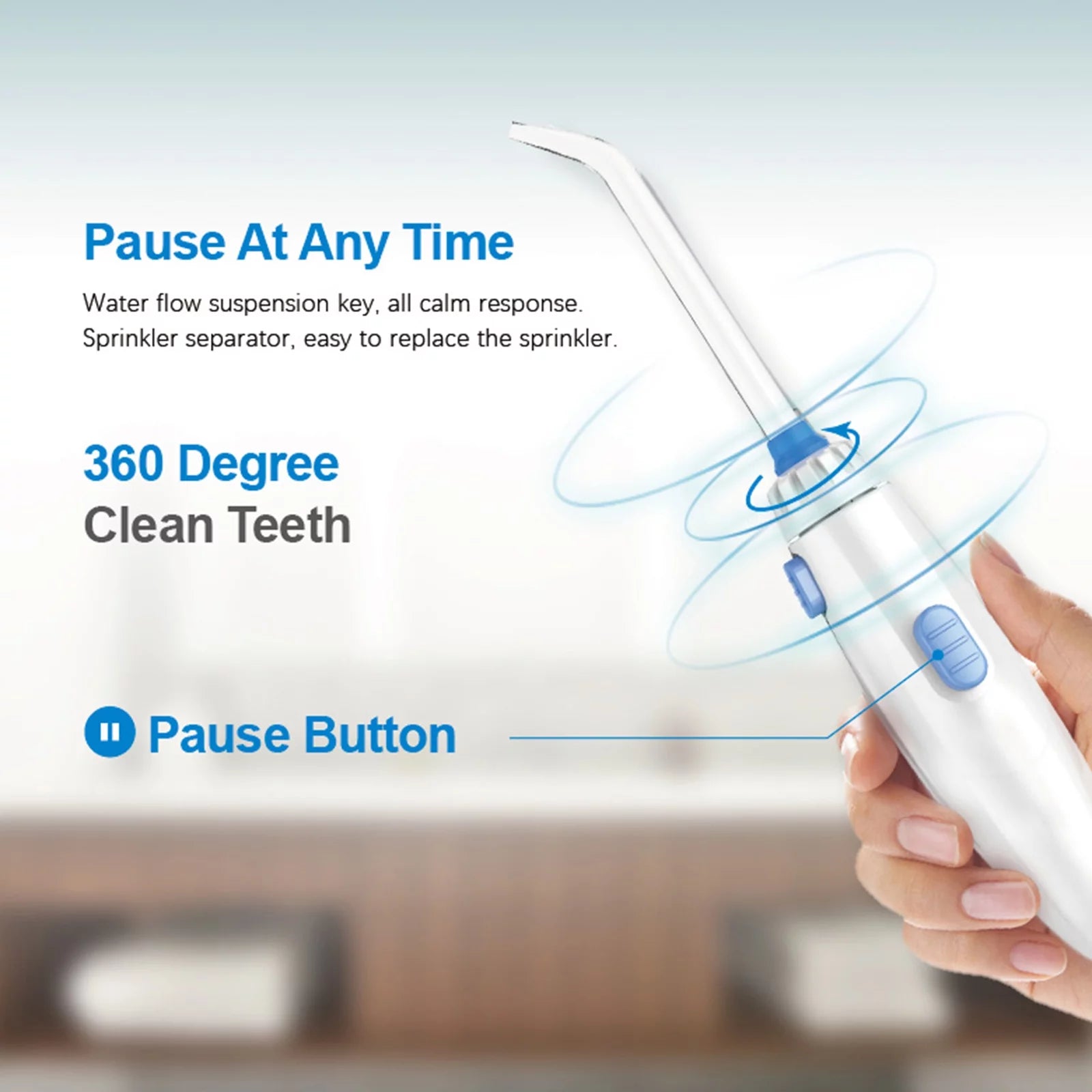 Dental Electric Water Flosser with 5 nozzles and adjustable settings, designed for effective oral hygiene.