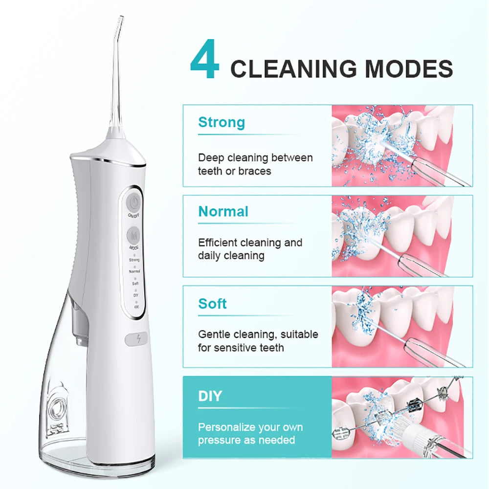 DIY PSI Dental Water Jet Pick Flosser with ergonomic design and multiple nozzles for effective oral care.