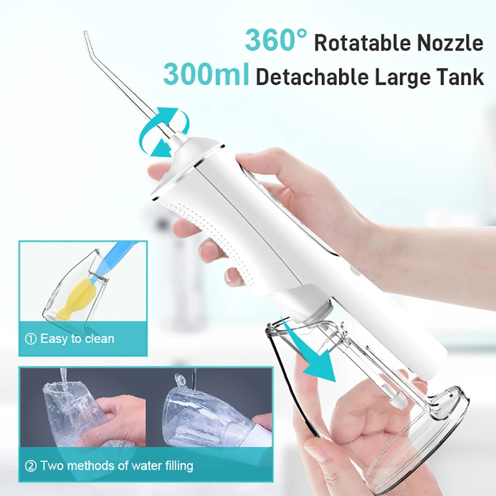 DIY PSI Dental Water Jet Pick Flosser with ergonomic design and multiple nozzles for effective oral care.