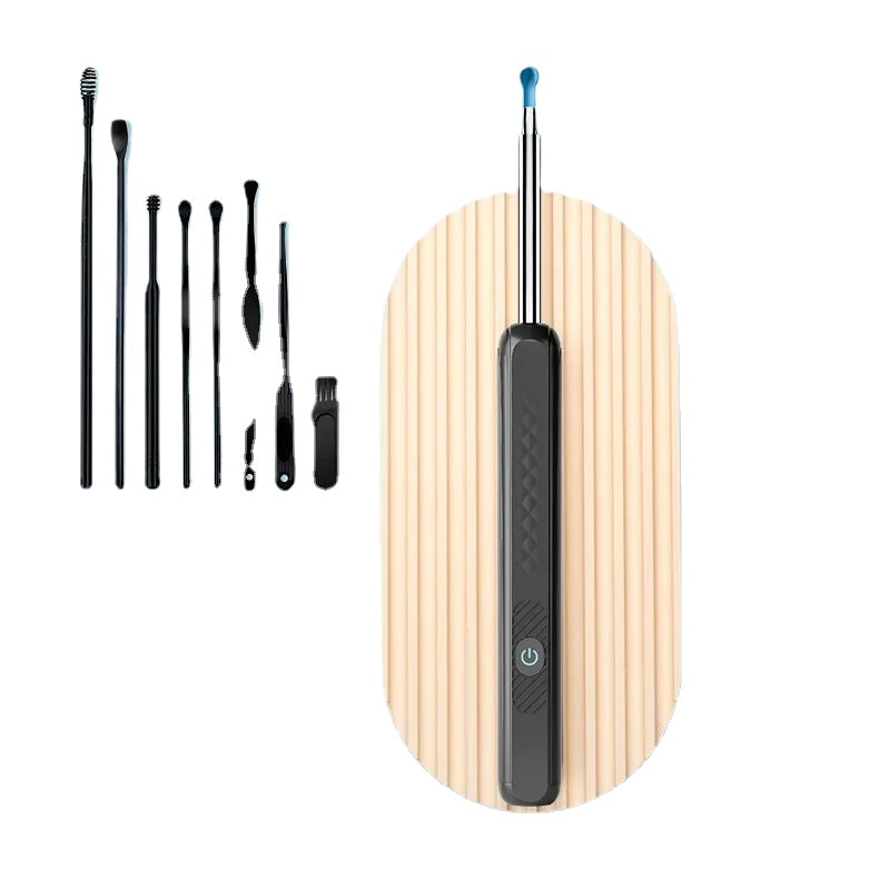 Ear Wax Removal Tool featuring a 1296P HD camera and silicone ear spoons, designed for effective ear cleaning.