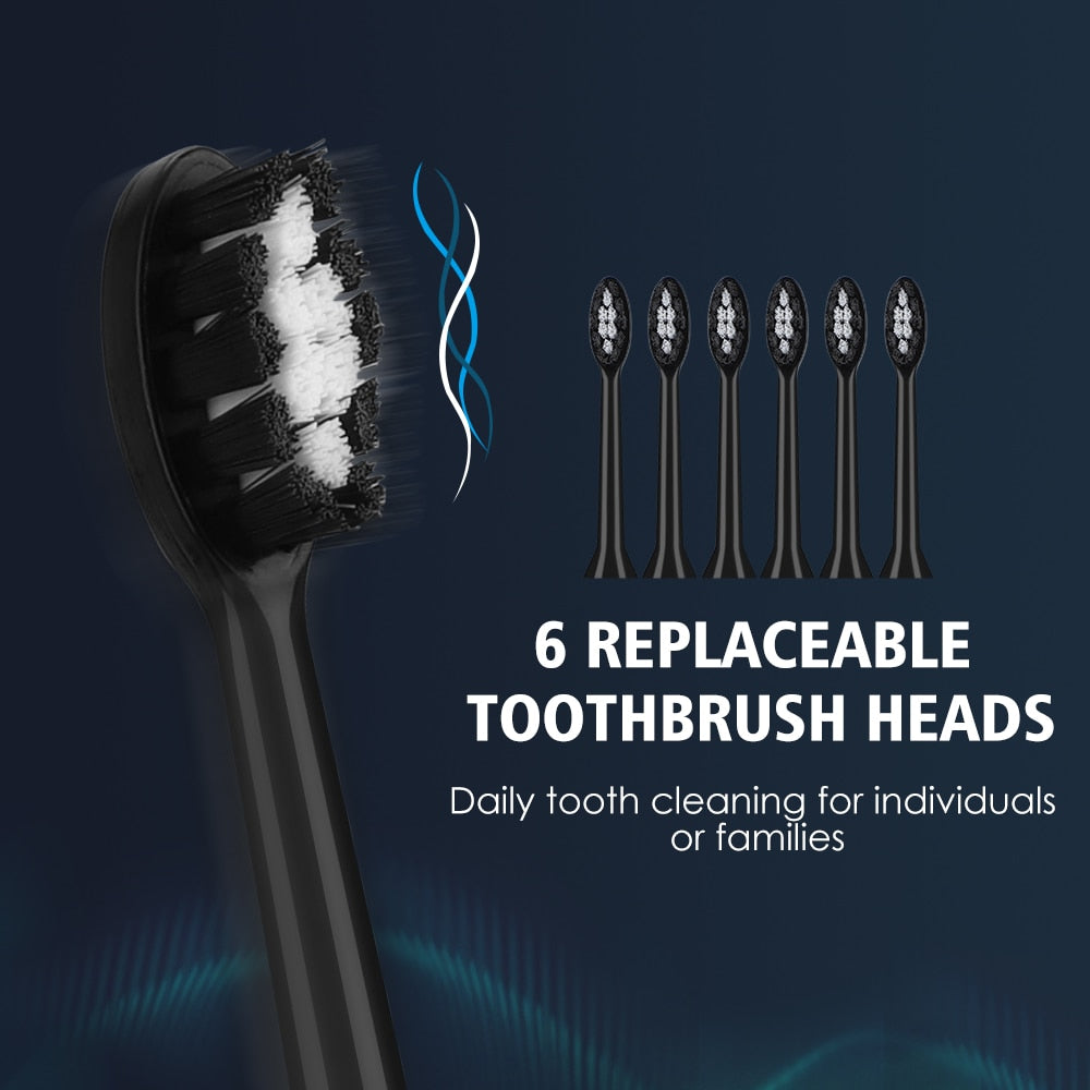 Electric Dental Scaler Teeth Whitening Device with multiple brush heads and USB charging cable, designed for effective teeth cleaning.