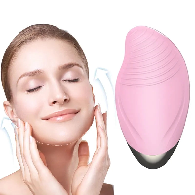 Electric Face Cleanser with silicone brush head, ergonomic design, and USB charging cable, ideal for deep cleansing and facial massage.