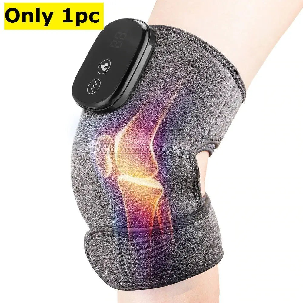 Electric Heating Knee Massager featuring far infrared technology, designed for pain relief and comfort with a digital display controller.