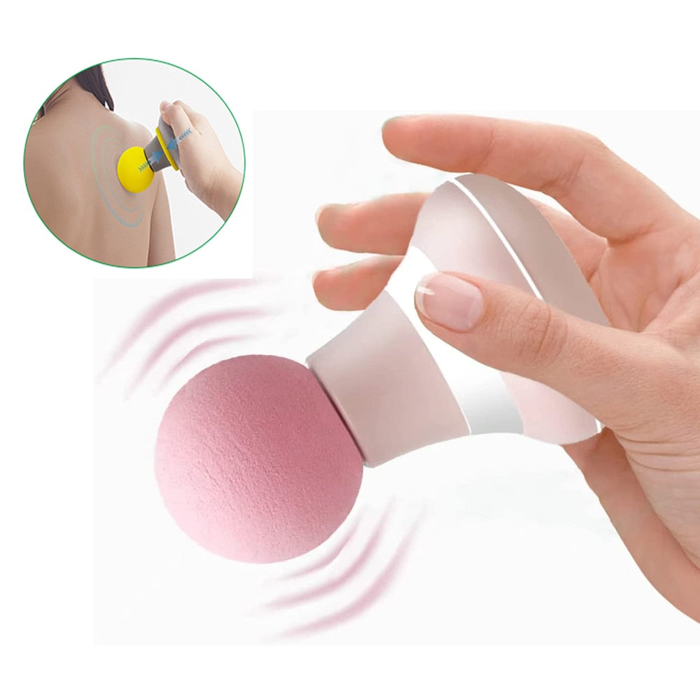 Electric Mini Handheld Massage Gun in various colors, showcasing its compact design and USB charging feature.