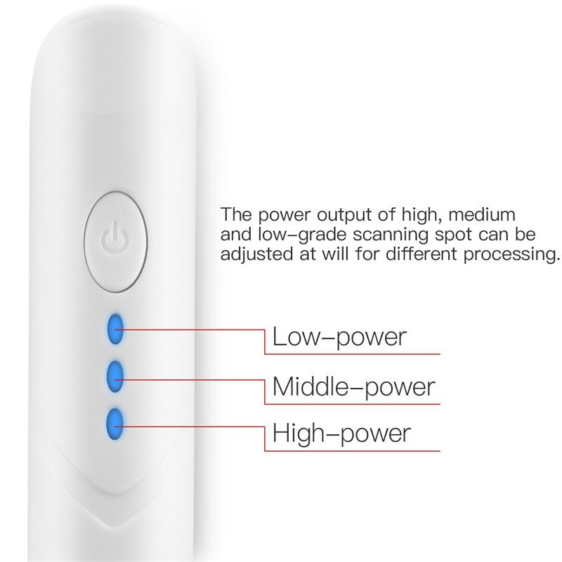 Electric Mini Laser Pen for tattoo mole removal, featuring adjustable settings and multiple needle options for effective skin care.