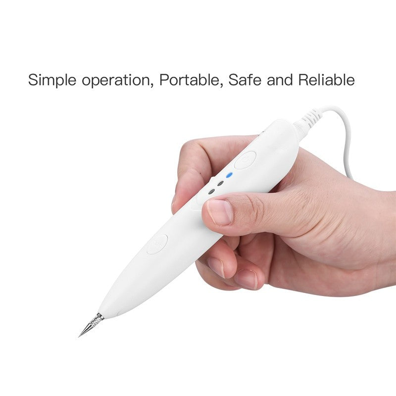 Electric Mini Laser Pen for tattoo mole removal, featuring adjustable settings and multiple needle options for effective skin care.