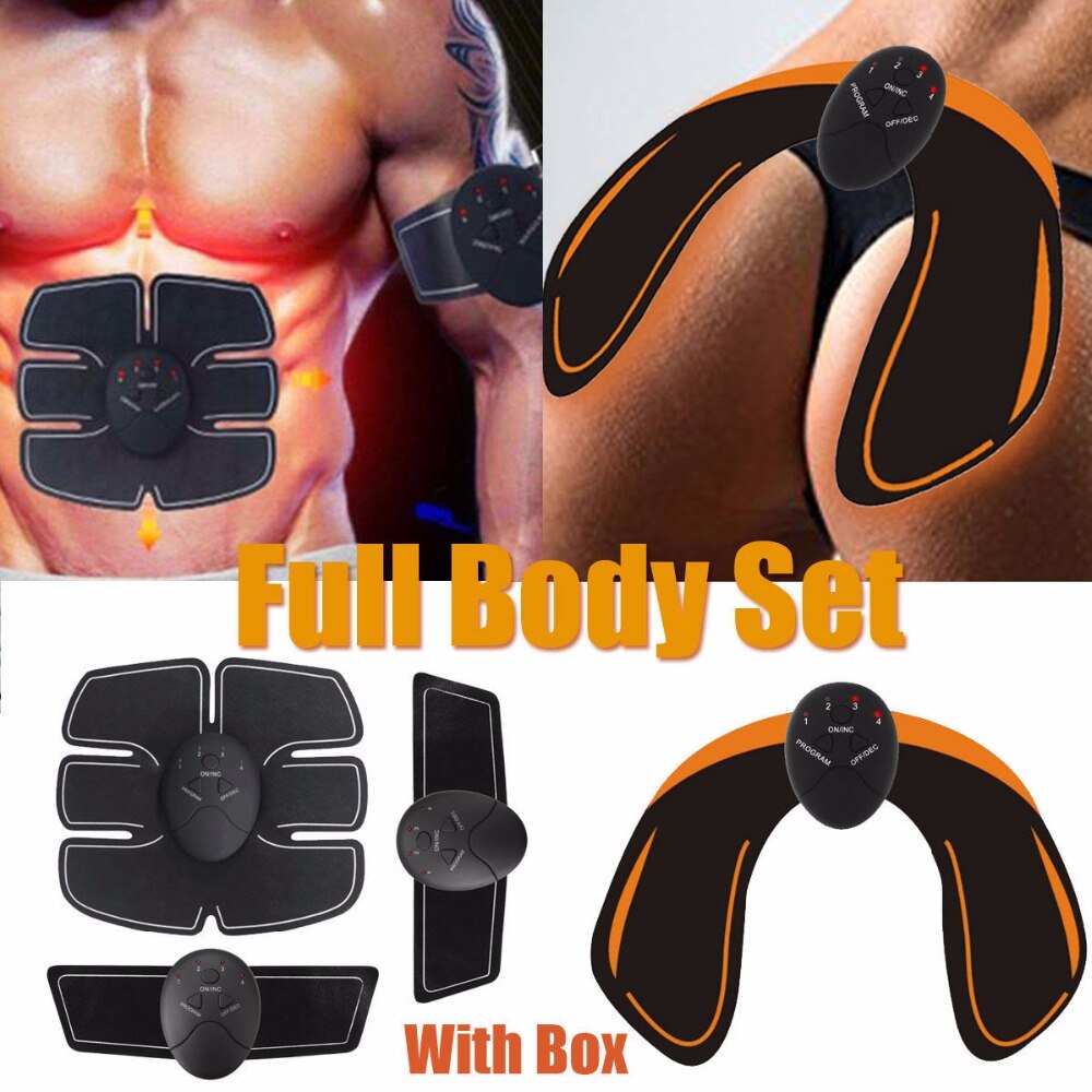 EMS Hip Trainer Muscle Stimulator with ergonomic design for buttock lifting and toning, featuring various pads for muscle stimulation.