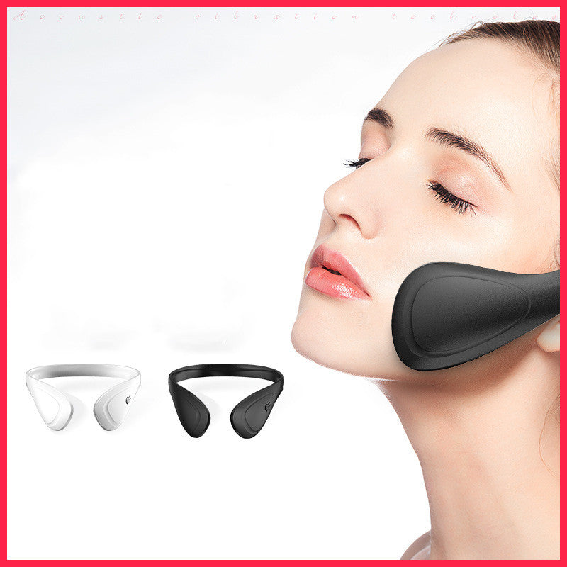 Face Electric V-shaped Face Lifting Device in black and white, showcasing ergonomic design and button control for anti-aging.