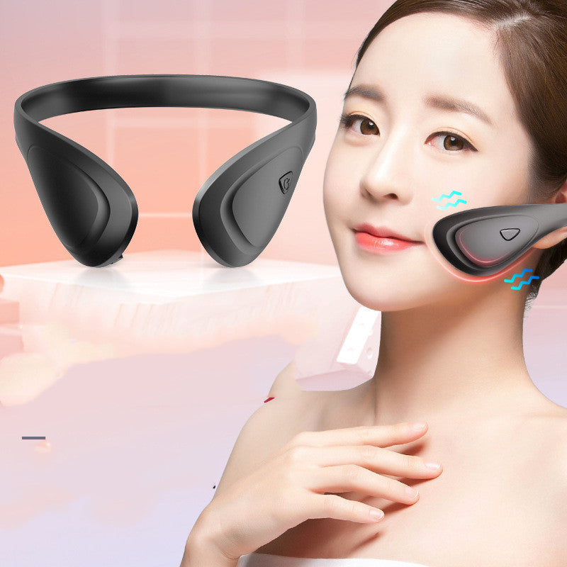 Face Electric V-shaped Face Lifting Device in black and white, showcasing ergonomic design and button control for anti-aging.